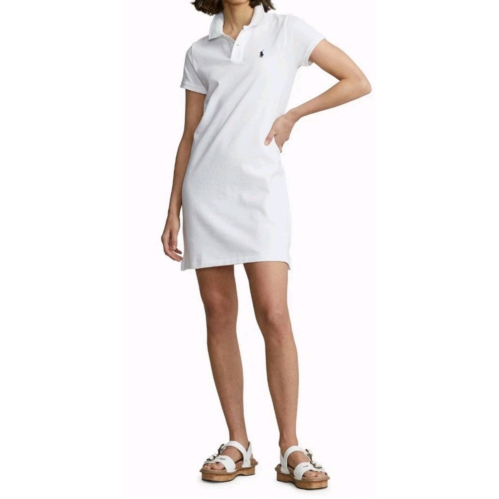 POLO RALPH LAUREN Women's WHITE COTTON POLO DRESS  NWT  Sz L Read Description
